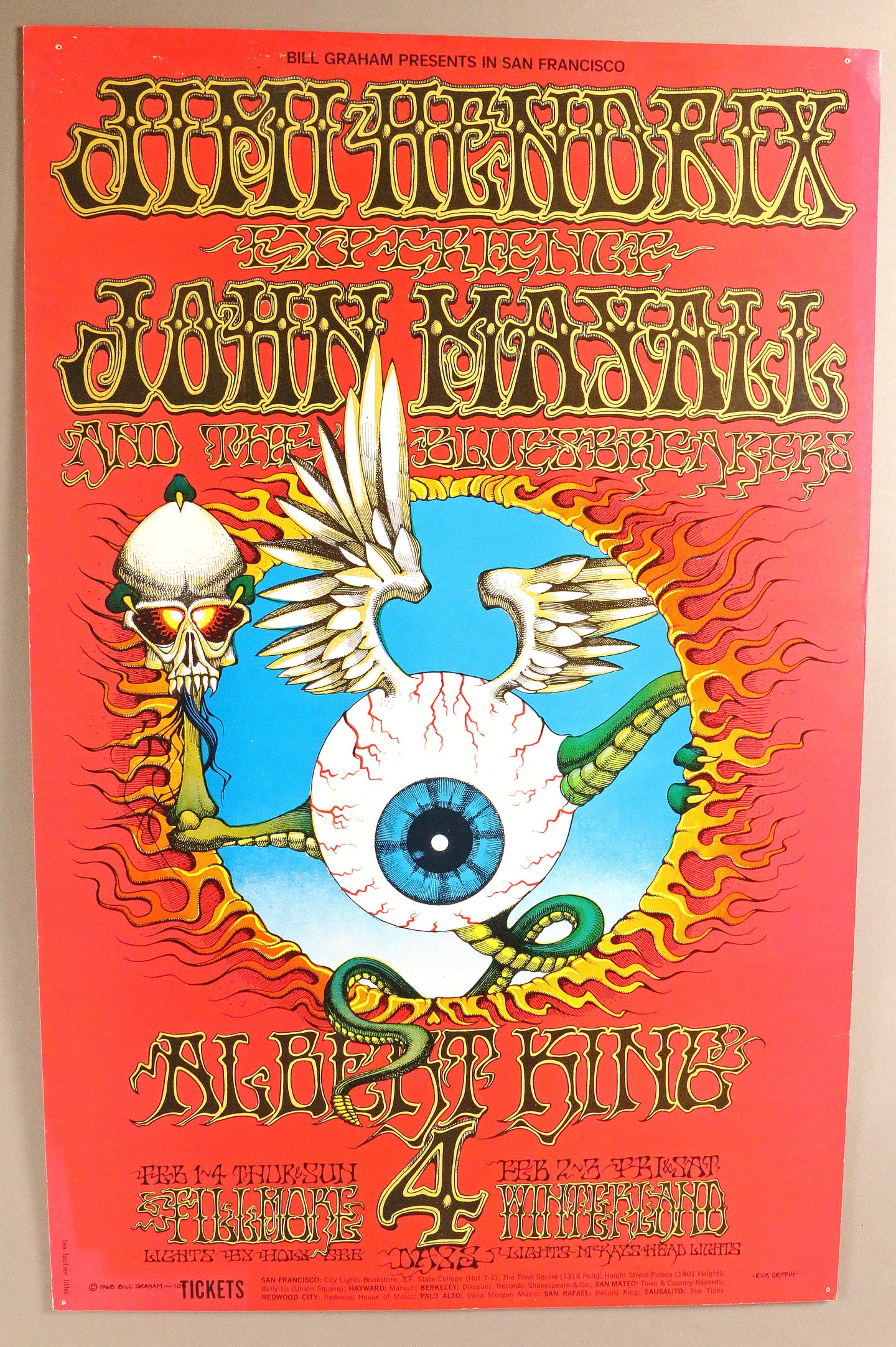 Jimi Hendrix Flying Eyeball Poster BG105 2nd Print RARE (1 of 8)