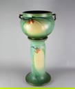 Roseville Pinecone Green Jardiniere and Pedestal