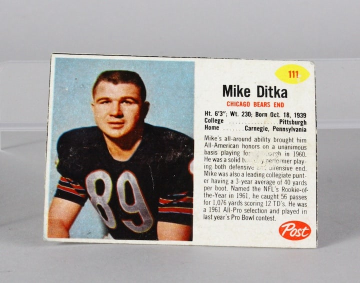 1962 Post Cereal Mike Ditka Chicago Bears Football Rookie Card (1 of 2)