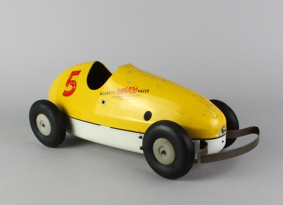 Pressed Steel Woodette Tornado Race Car #5   14 inches long (1 of 4)