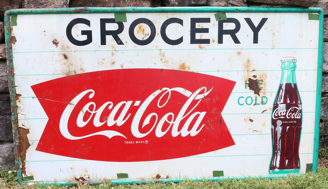 Coca Cola Grocery Store Advertising Sign with Bottle (1 of 3)