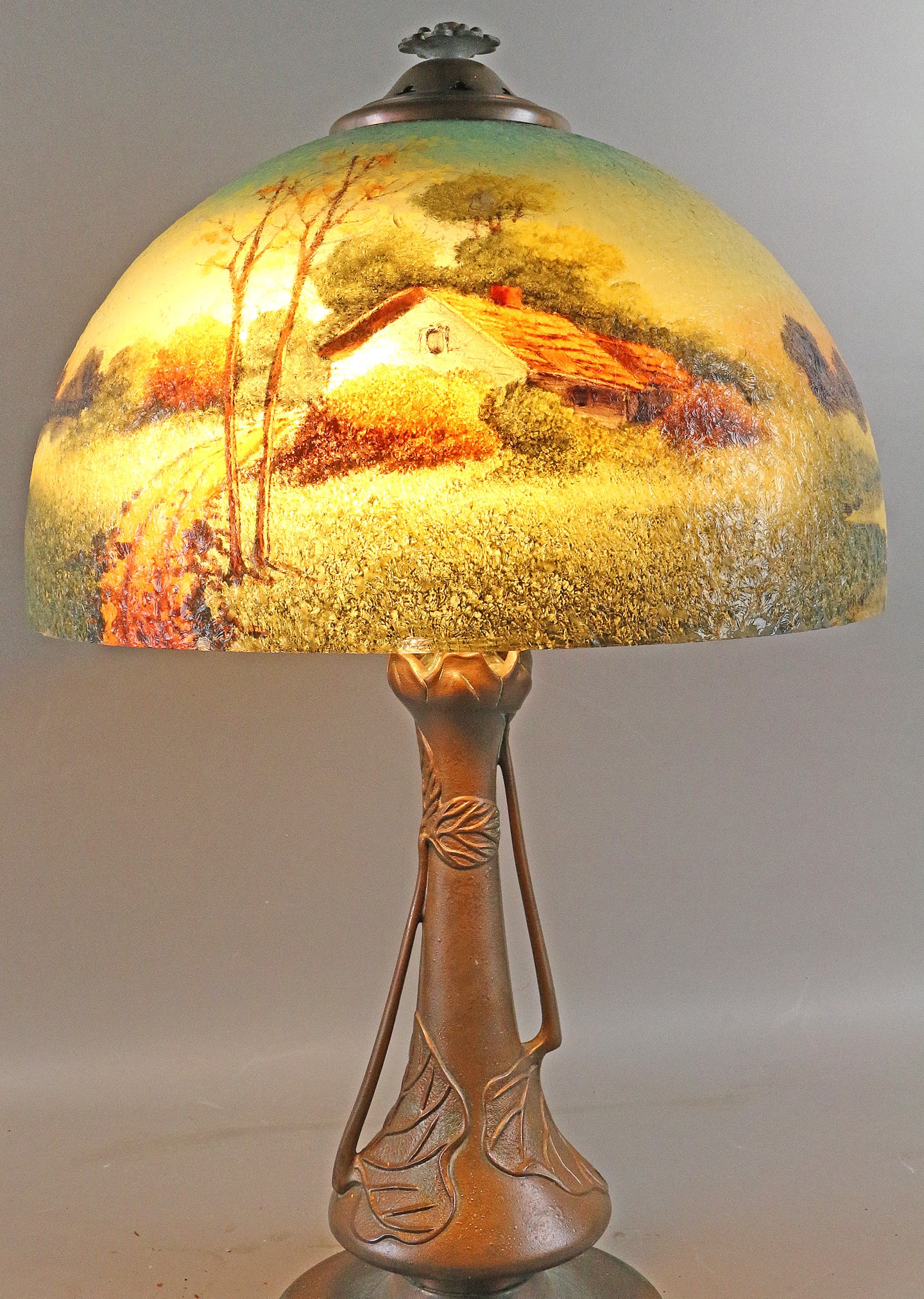 Pittsburgh Crackle Glass Reverse Painted Shade Lamp (1 of 6)