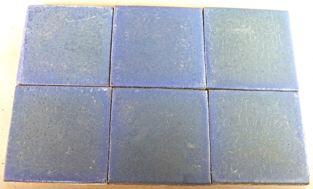 Grueby Pottery Blue 6x6 Tile Lot 6 (1 of 3)