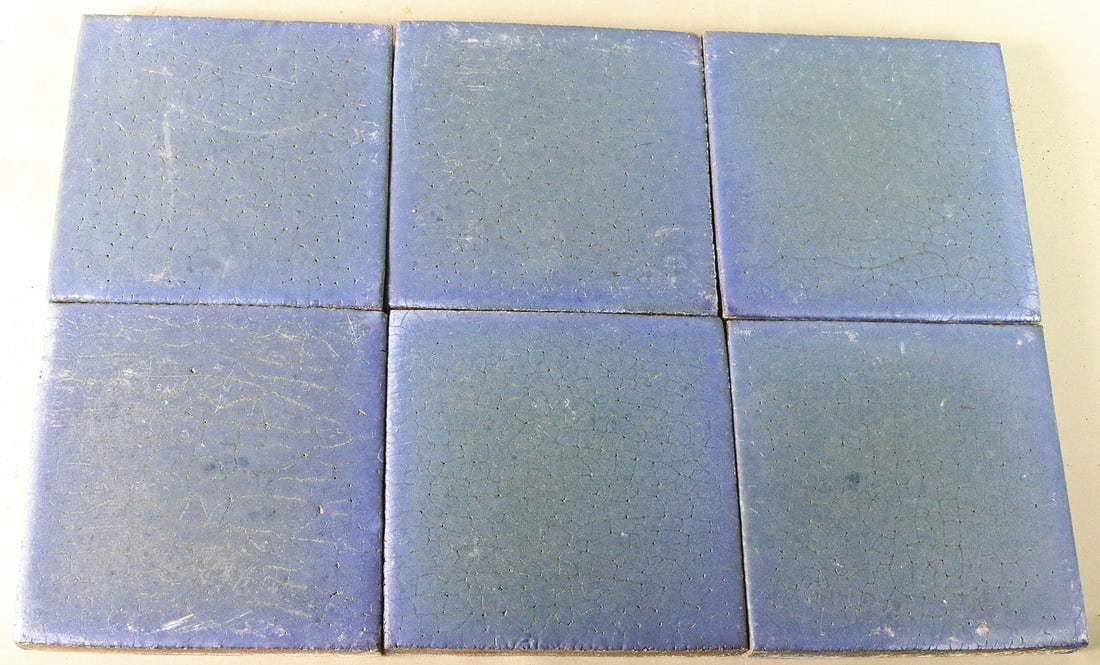 Grueby Pottery Blue 6x6 Tile Lot 6 (1 of 3)