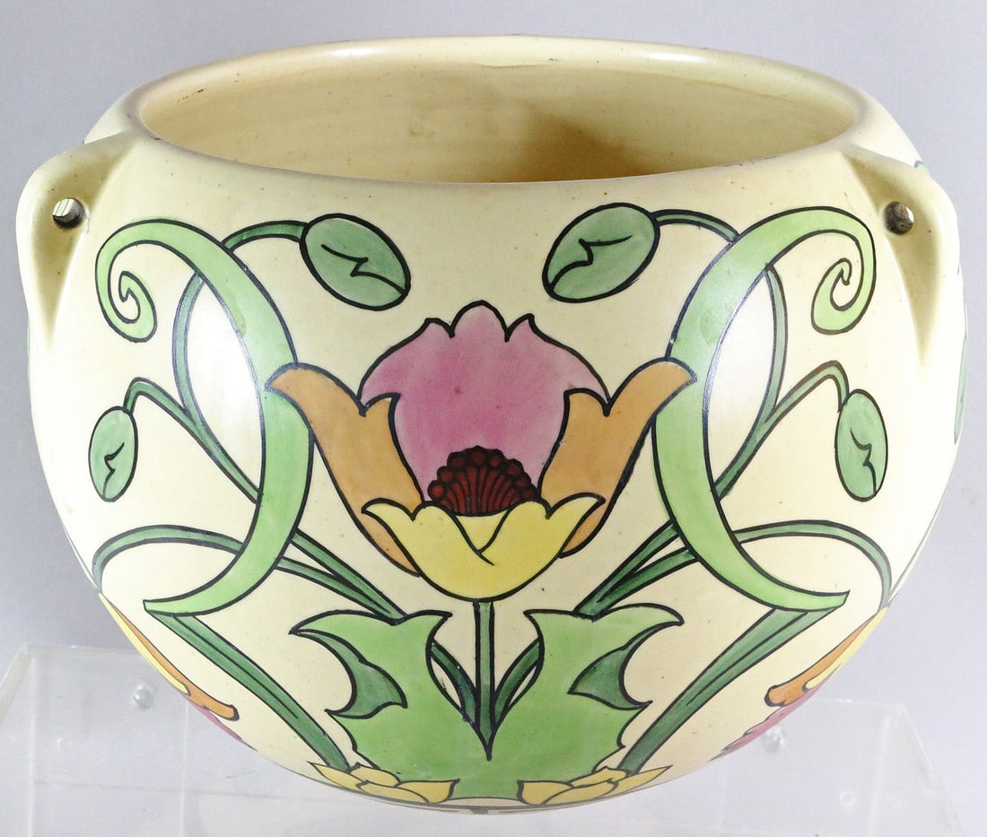 Roseville Persian Creamware Hanging Basket: Roseville Persian Creamware Hanging Basket 8x11