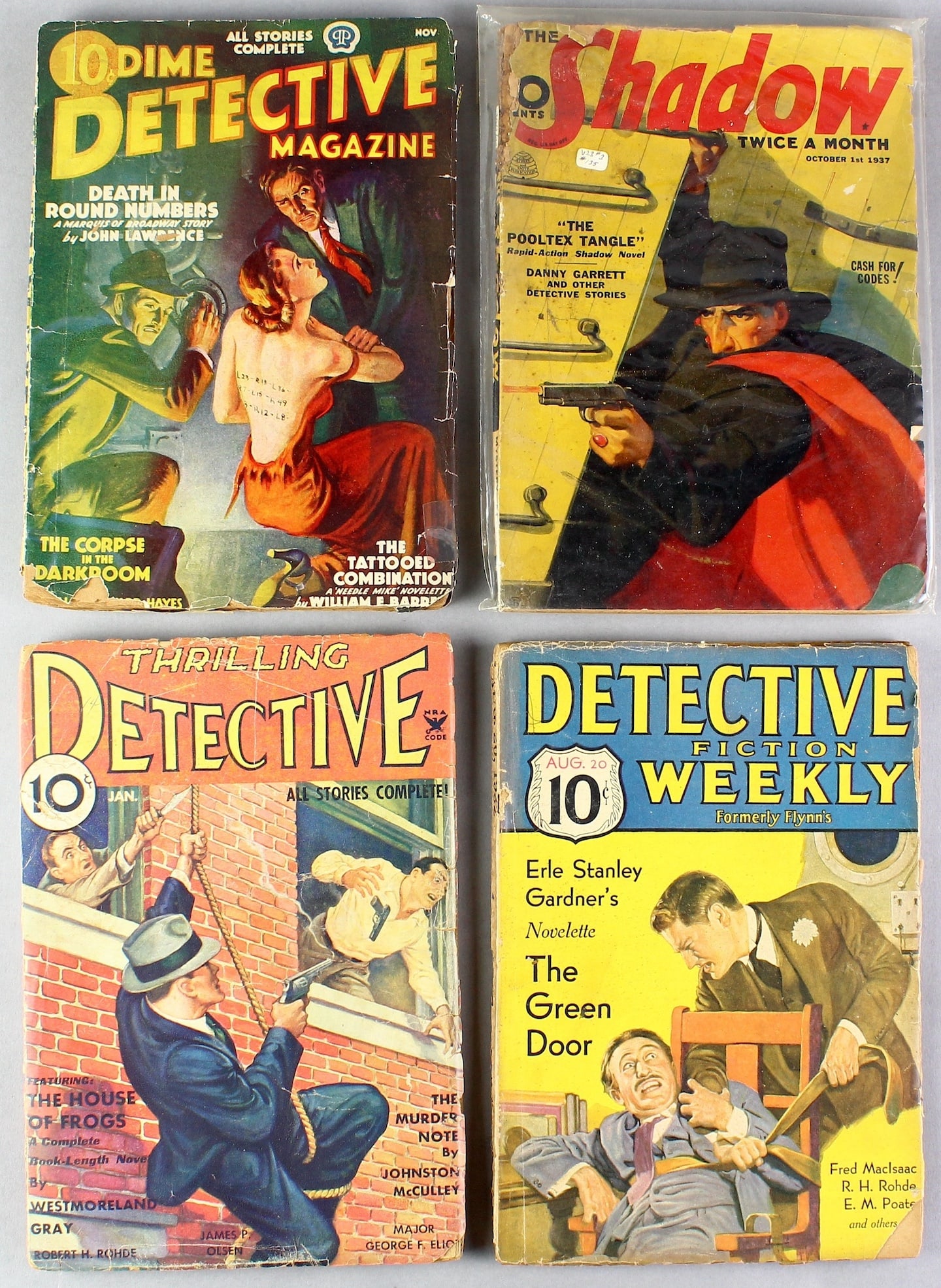 4 Detective Pulps- The Shadow, Dime Detective, Thrilling (1 of 4)