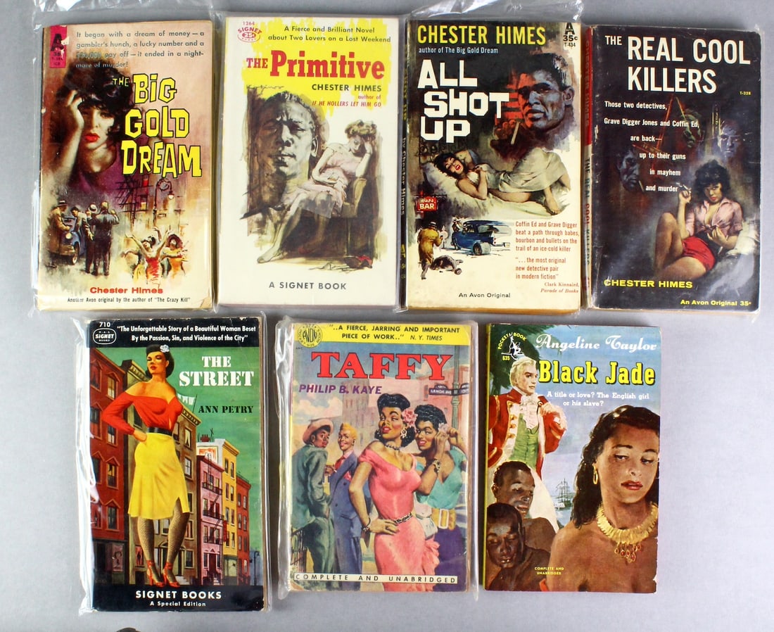 7 Black Themed Pulps Chester Himes, Philip Kay &: 1950s Avon, Signet and Pocket books. 4 Chester Himes Novels including the The Real Cool Killers, Ann Petry- The Street, Philip B. Kay- Taffy, Angeline Taylor- Black Jade 1949. All excellent. Chester H