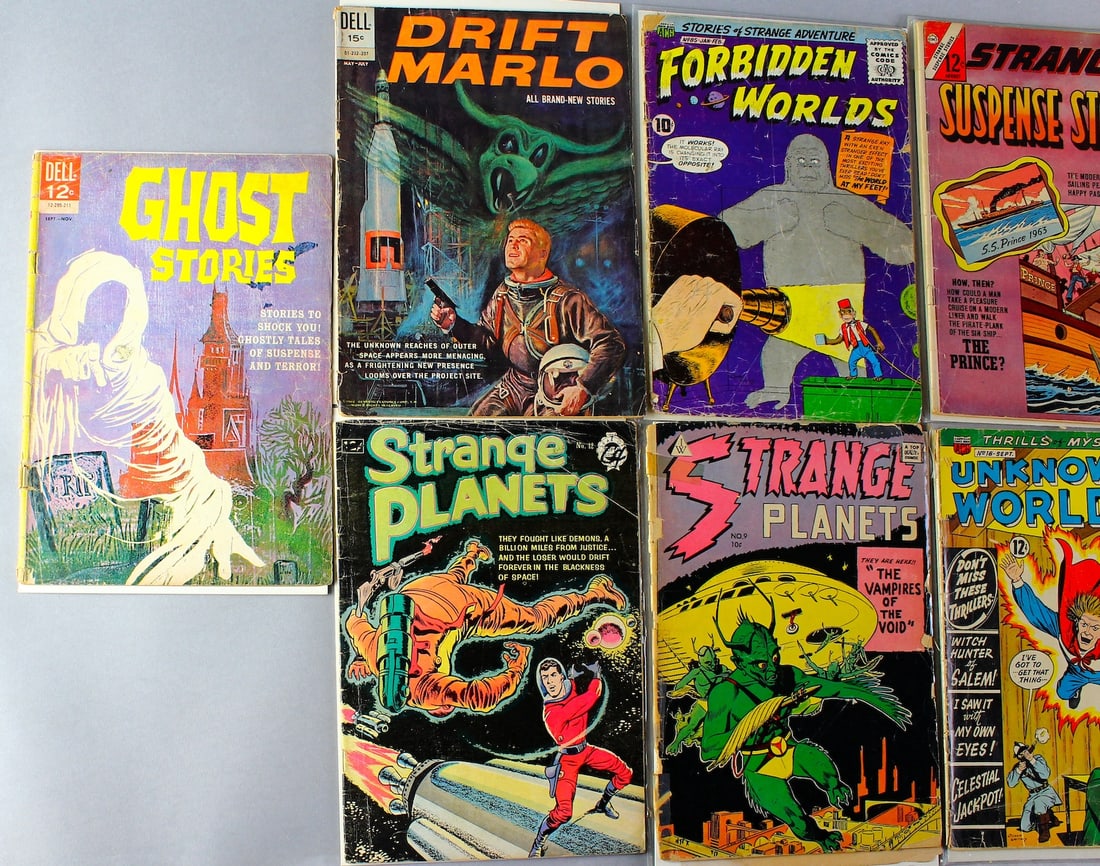 11 Comic Books Incl Charlton 1950s, Strange Planets, Forbidden Worlds& (1 of 2)