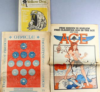 1960s Counter Culture NY Ace, San Fran Oracle, Yellow Dog: 1960s Counter Culture Adult papers. NY Ace, San Fran Oracle, Yellow Dog. Loaded with Robert Crumb, John Thompson cartoons and graphics.