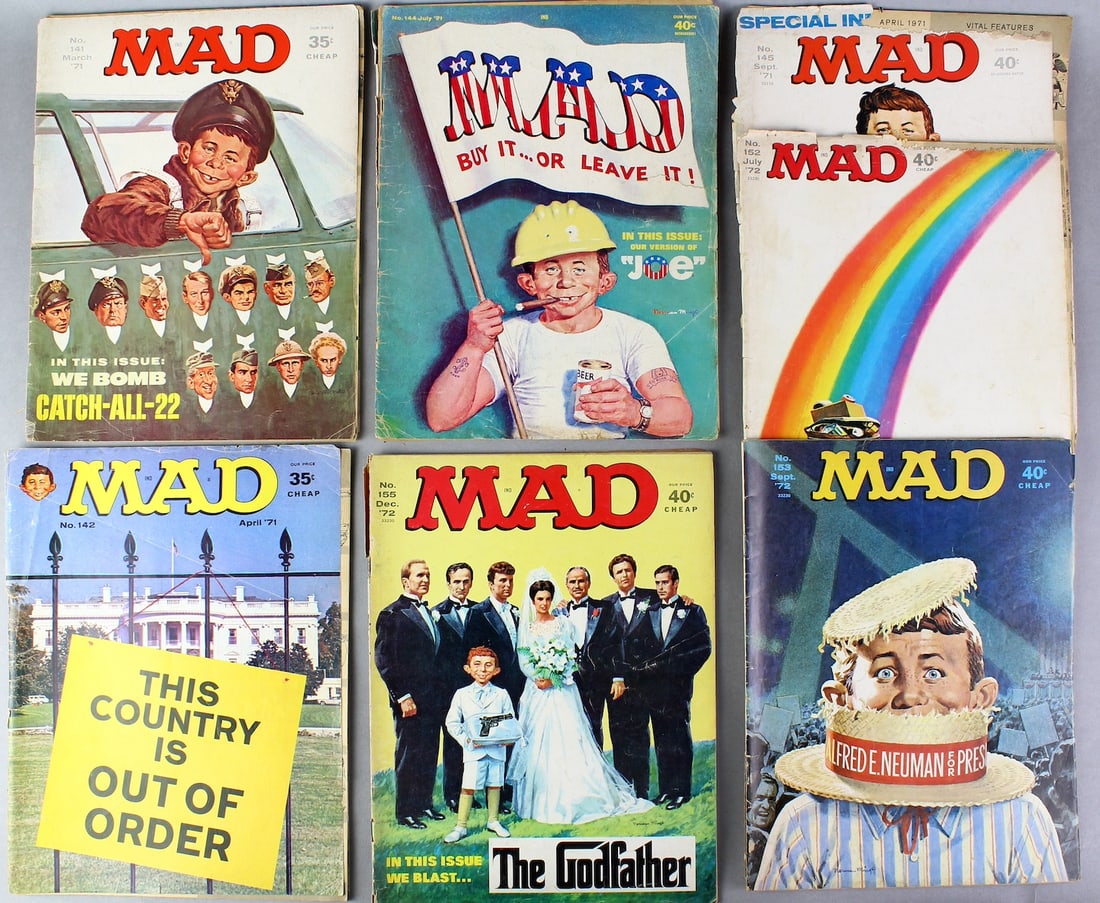 7 MAD Magazine 1971- 1972: MAD Magazine 1971- 1972. 7 Classic early 1970s Mad Magazines featuring "The Godfather" movie spoof.