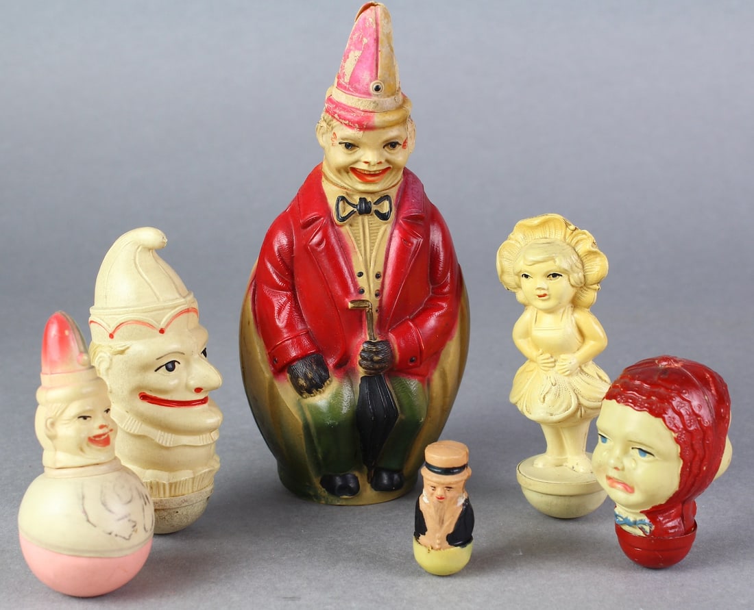 Celluloid Roly Poly Clowns + (1 of 3)