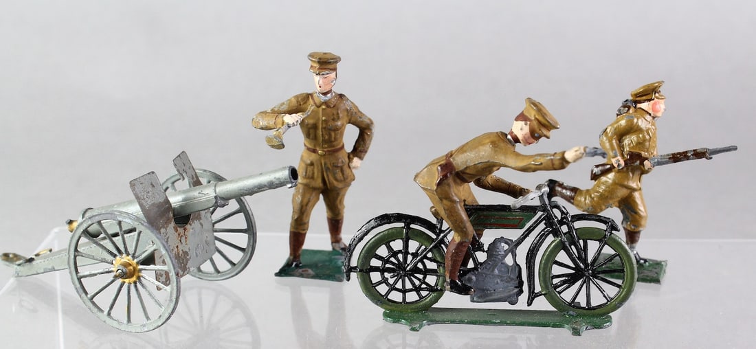 Pre-War French Depose Motorcycle& Soldiers & Cannon (1 of 4)