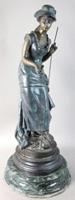 A Moreau Bronze Fishing Girl