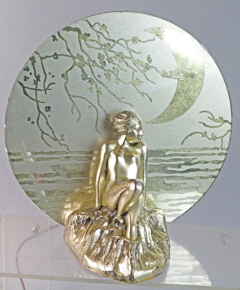 Deco Frankart Nude Lamp w Mirror: Deco Frankart Nude Lamp w Mirror 10 inches original mirror unmarked