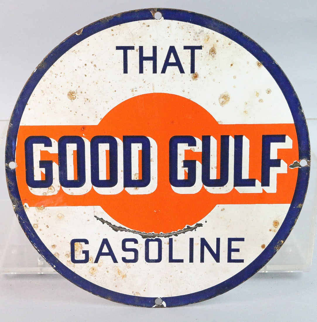 Good Gulf Advertising Sign Porcelain Original 1950s (1 of 2)