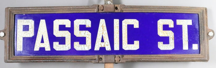 Passaic St Porcelain Street Sign Double Sided