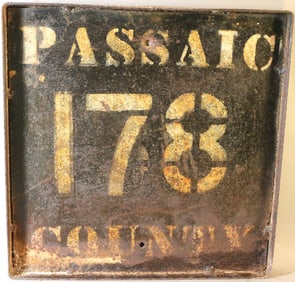 Passaic NJ  Street Sign 1920's Heavy Steel 178 County