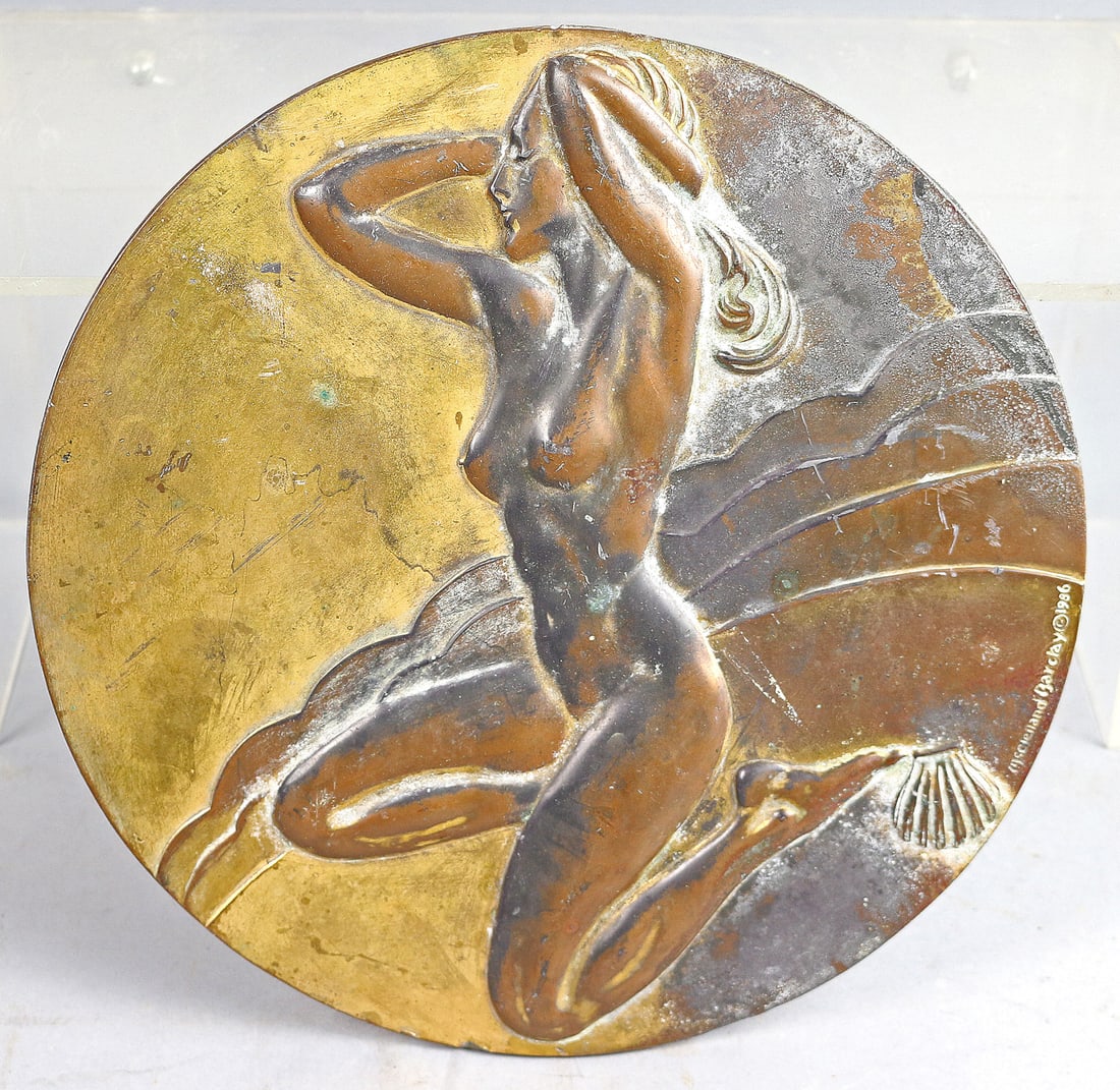 McClelland Barclay Signed Bronze Kneeling Nude Plaque: McClelland Barclay Signed Bronze Kneeling Nude Plaque9 inches 1936, Art Deco