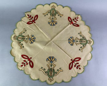 Arts & Crafts Embroidered Textile Table Top Linen