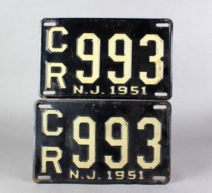 1951 New Jersey License Plates