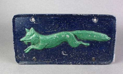 1930s Metal Jumping Fox Sign Americana