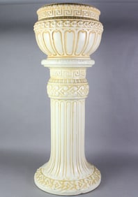 Roseville Ivory Tall Jardiniere & Pedestal