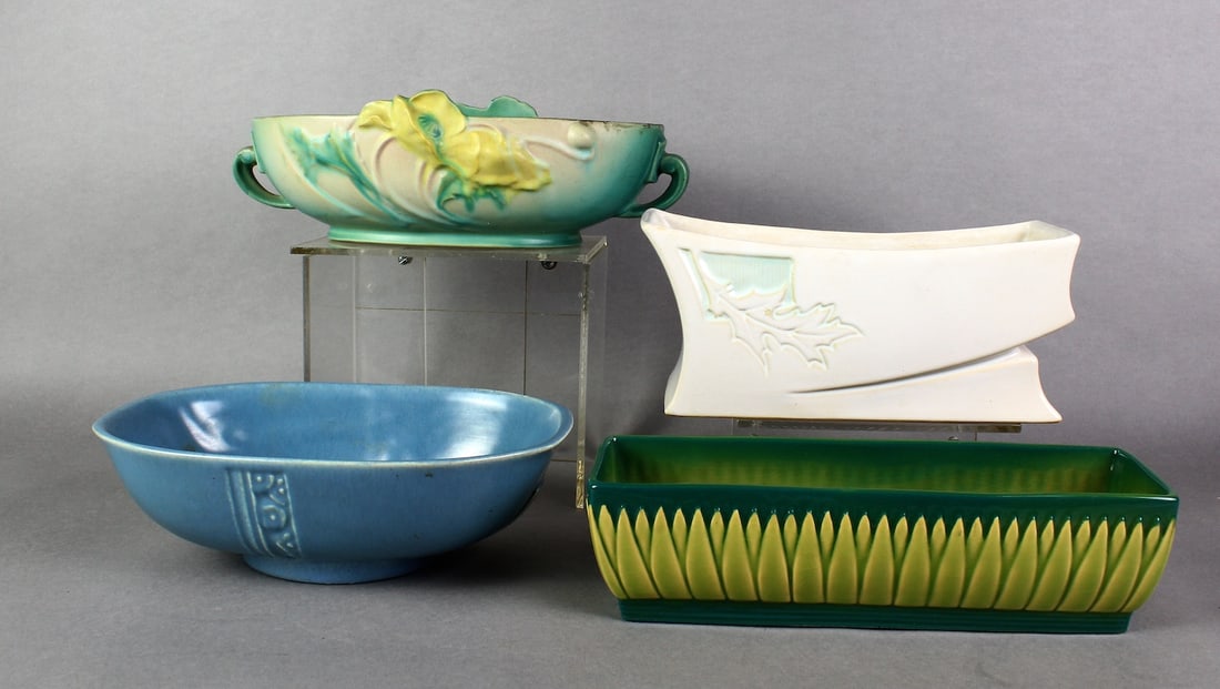 Roseville Low Vase Bowls (1 of 3)