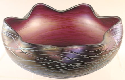 Loetz Art Glass Purple Iridescent Bowl