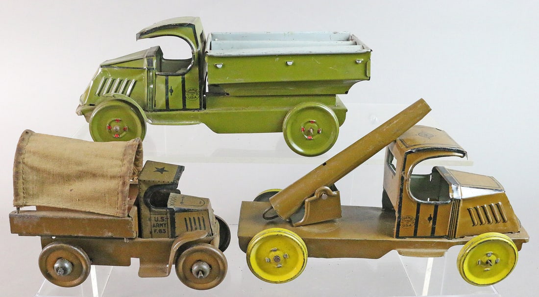 J Chein Marx 1920s Army Tin Litho Truck Lot (1 of 3)