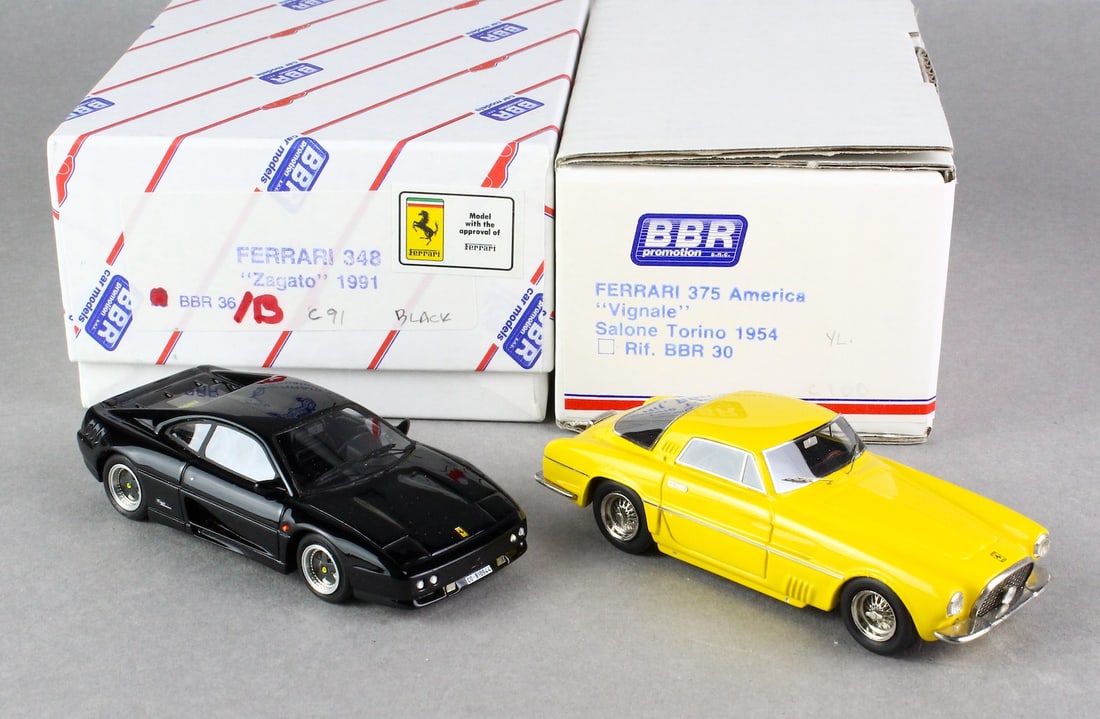 BBR Ferrrari Cars in Box: BBR Ferrrari 1954 Salone Torino Vignale, 1991 Zagato Cars in Box.