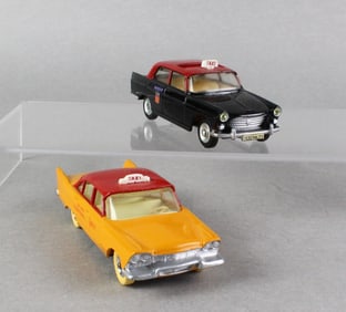 Dinky Taxi Cabs Plymouth & Peugeot