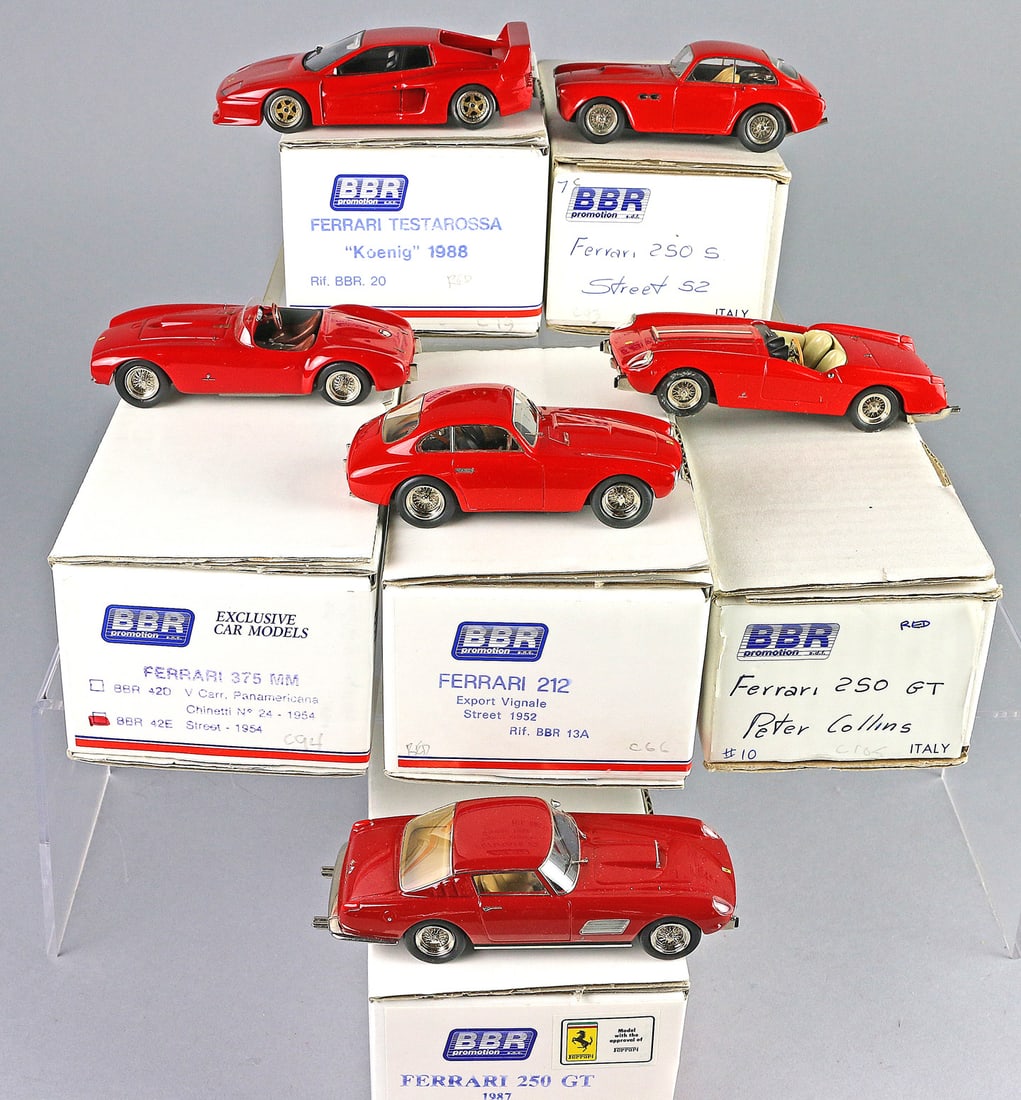BBR Diecast Ferrari Model Cars in Box Lot of 6: BBR Diecast Ferrari Model Cars in Box Lot of 6, Testarosa, 350G, 375MM, 212, 250GT
