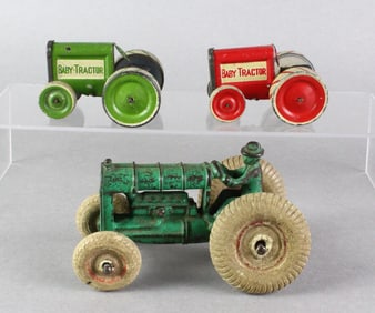 Arcade Tractor & 2 Tin Baby Tractors