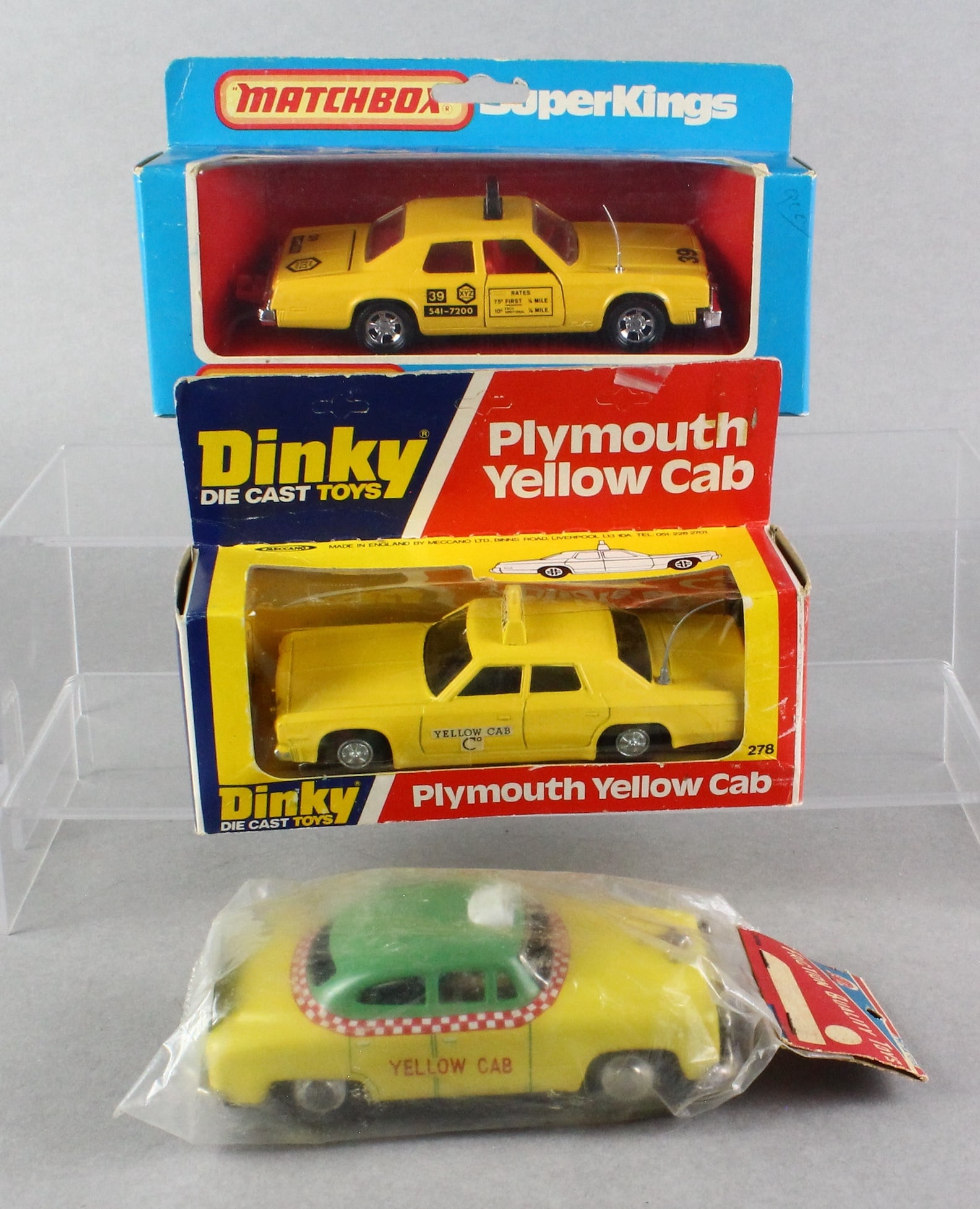 Matchbox, Dinky, Japan Tin Taxi Cabs in Box (1 of 3)