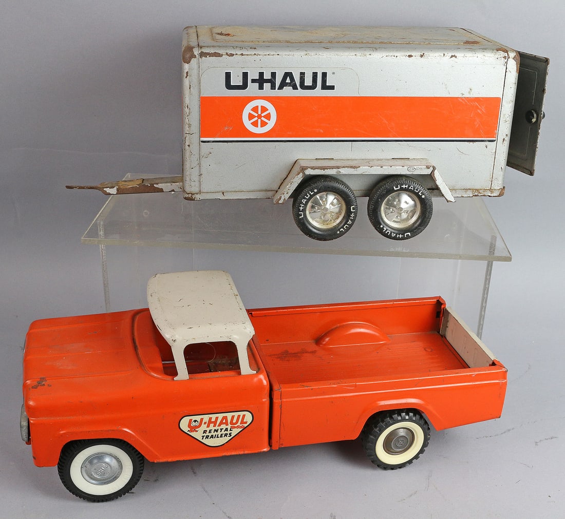 Nylint 1959 Uhaul Pickup and Trailer Pressed Steel: Nylint 1959 Uhaul Pickup and Trailer Pressed Steel, 13, 14"