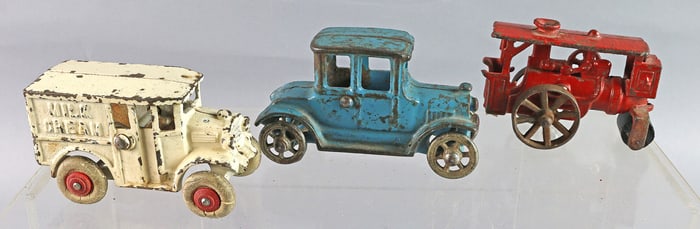 Hubley Cast Iron Car Milk Cream Truck Lot