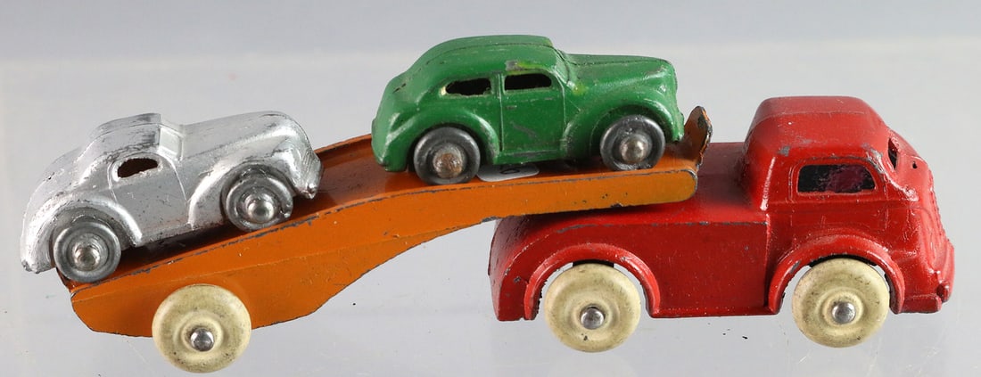 Manoil Car Transport Truck: Manoil Car Transport Truck, 5" with cars.