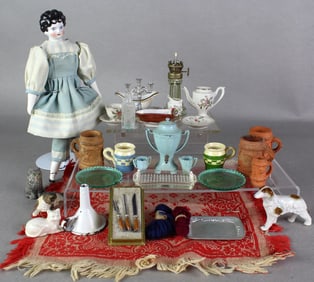 Porcelain Doll & Accessories