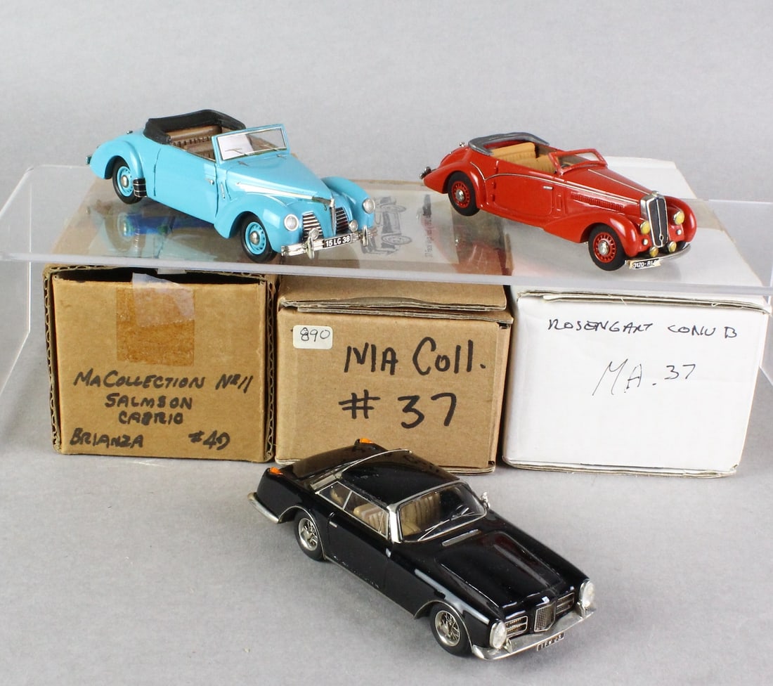 MA Collection Cars in Box: MA Collection Cars in Box. Salmson Cabrio, Rosengart convertible, 1962 Facel Vega.