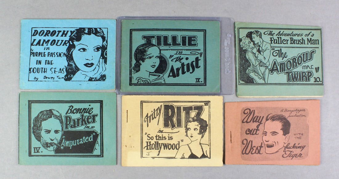 Tijuana Bibles 8 Pagers Movie Stars & Bonnie Parker: Tijuana Bibles 8 Pagers Movie Stars- Dorothy Lamour, Fritzy Ritz, Way out West. The Adventures of the Fuller Brush Man, Bonnie Parker (Bonnie & Clyde), and Tillie the Artist. Underground parody bookle