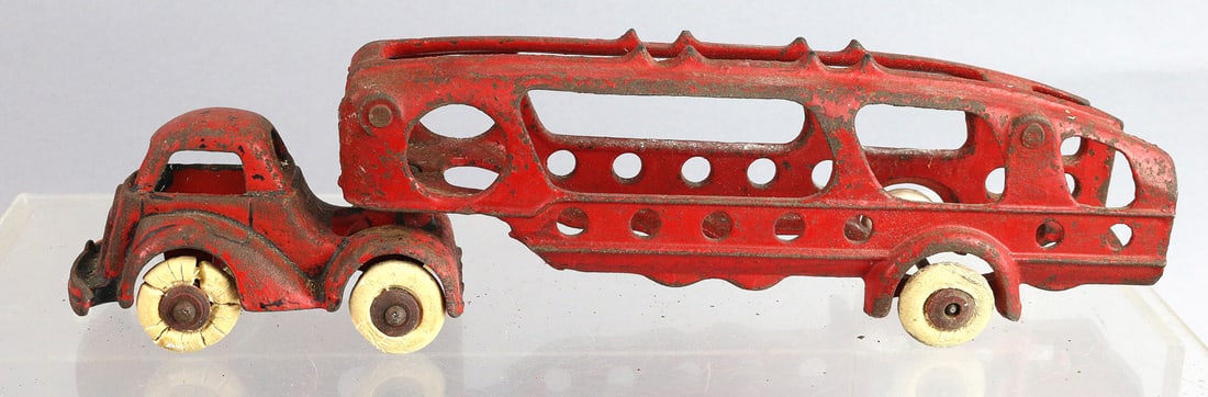 Hubley Cast Iron Auto Transport Truck: Hubley Cast Iron Auto Transport Truck, 11"