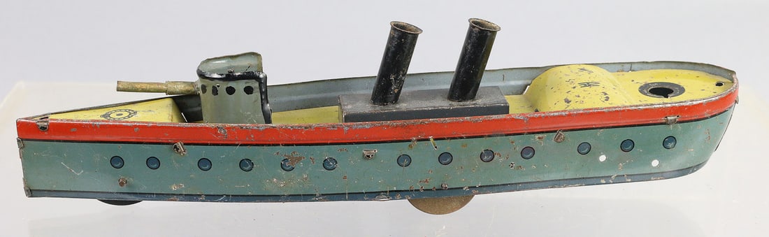 Hess Tin Litho Gunboat Germany: Hess Tin Litho Gunboat Germany, 12"