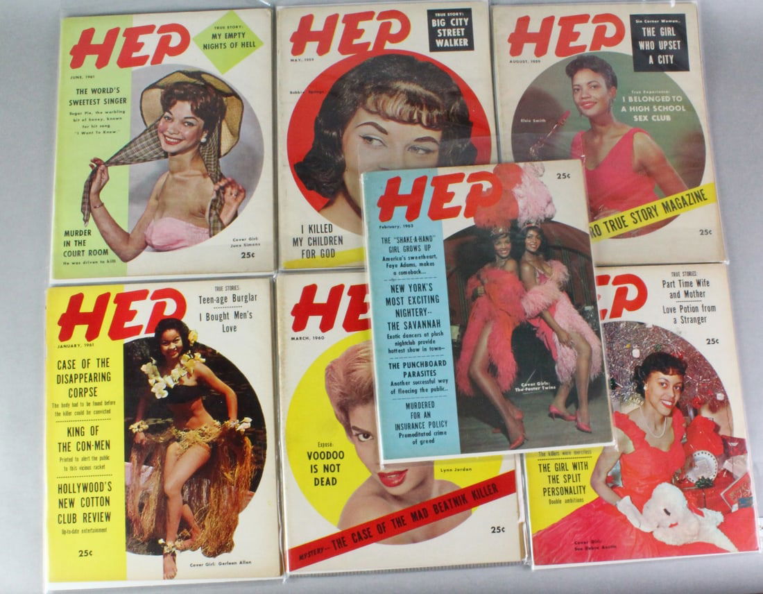 1950s-60s Jive, Tan Confessions, Hep, Bronze Thrills Black Magazines: 1950s-60s Jive, Tan Confessions, Hep, Bronze Thrills Black Exploitation Magazines. Pulp type magazine stories with African American covers and audience. All in excellent condition. 17 total issues!