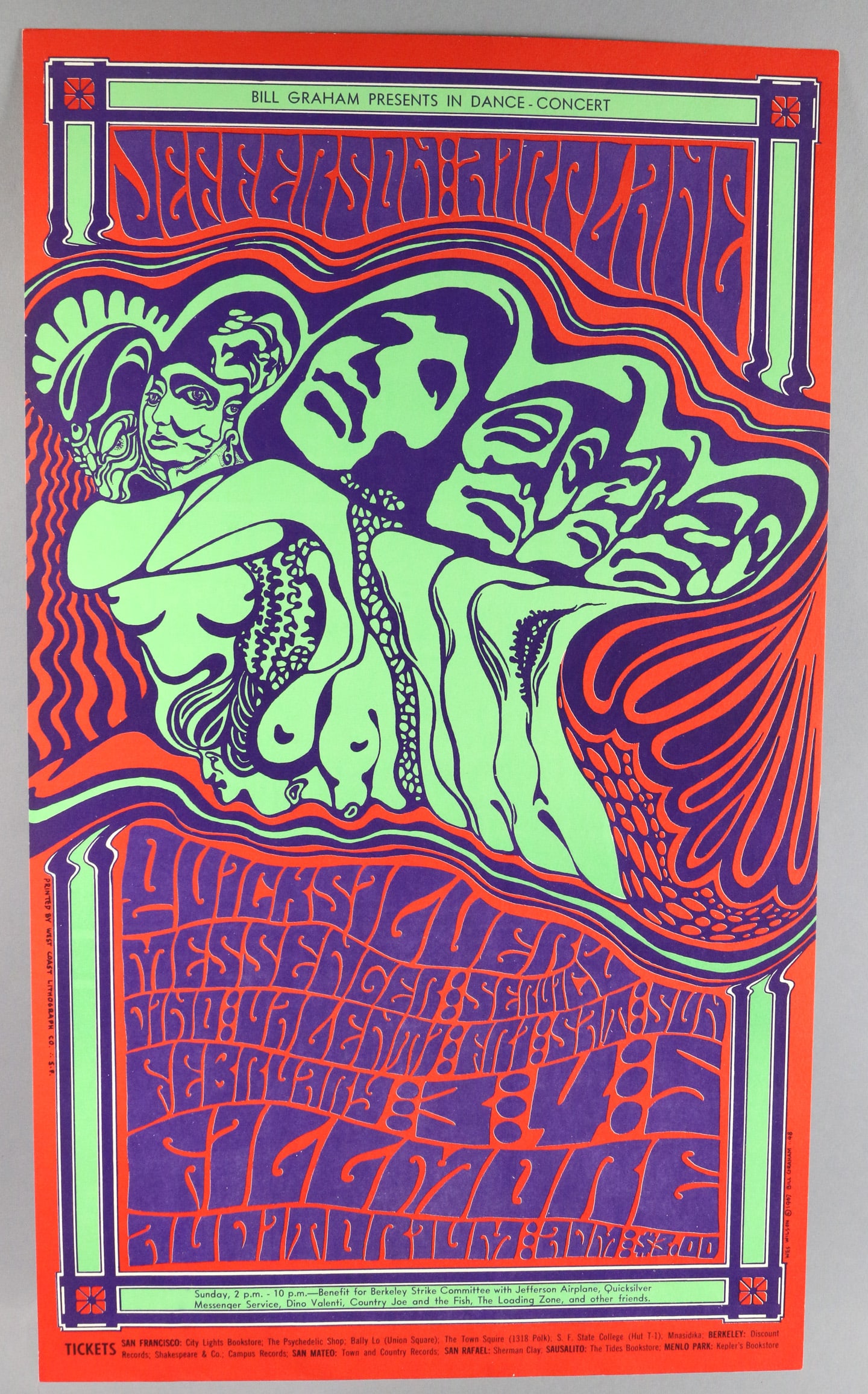 Jefferson Airplane BG48 Poster, 1st Printing EX+: Jefferson Airplane BG48 Poster, 1st Printing EX+ , 23 3/16 x13 10/16
