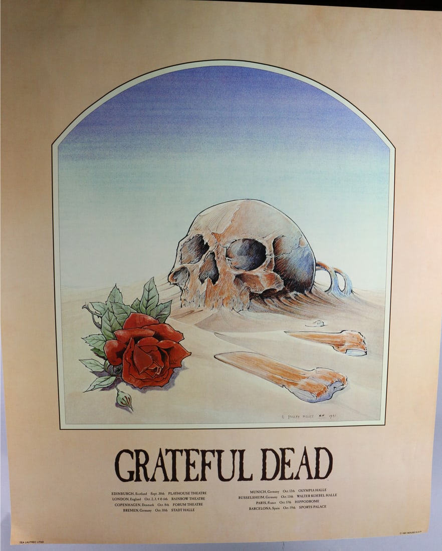 Grateful Dead Europe Tour Poster Stanley Mouse: Grateful Dead Europe Tour Poster Stanley Mouse, 1st Print, NM, 26 6/16 x 21 11/16