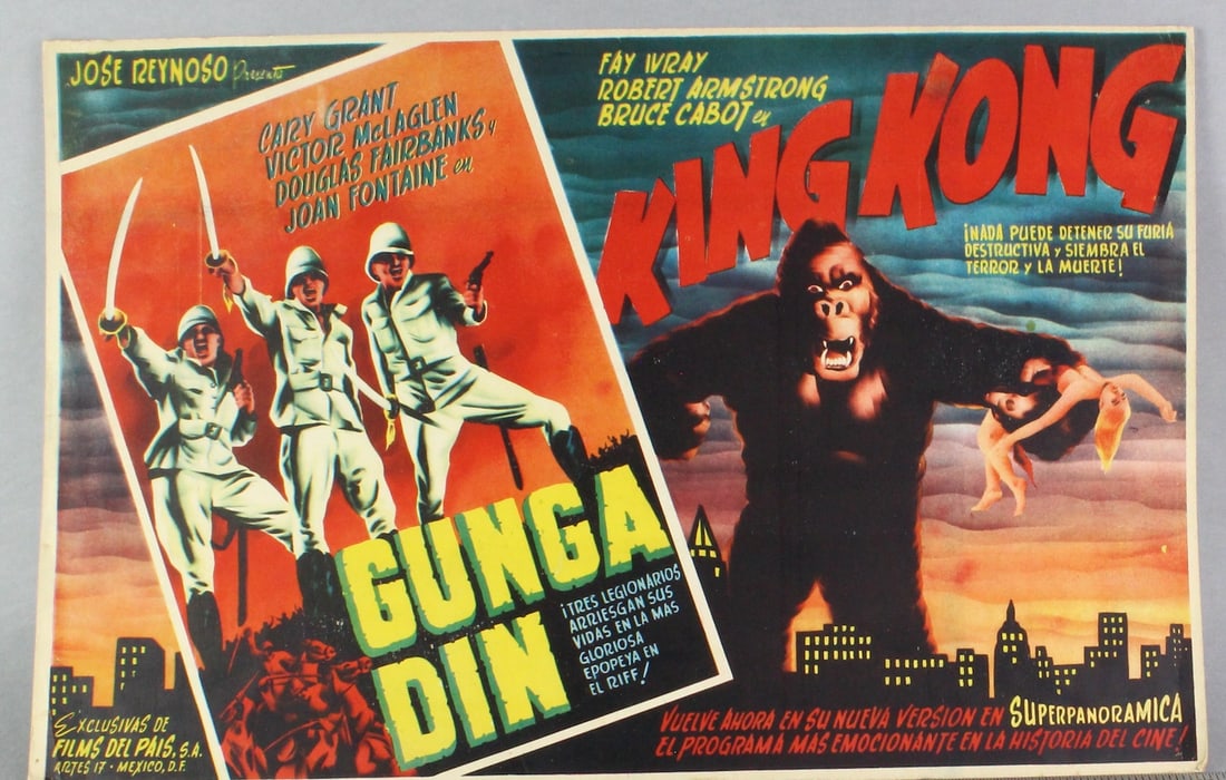 King Kong Gunga Din Movie Poster: King Kong Gunga Din Movie Poster. Mexico Double Bill Color Poster 13 x 21 inches.