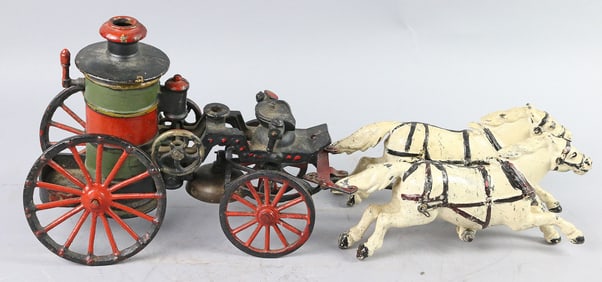 1890's Cast Iron Horse Drawn Fire Pumper
