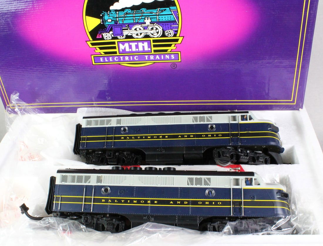 MTH F-3 AA Baltimore & Ohio Diesel Set in Box: MTH EMD F-3 AA Baltimore & Ohio Diesel Set in Box. Appear to be near mint to mint never run.