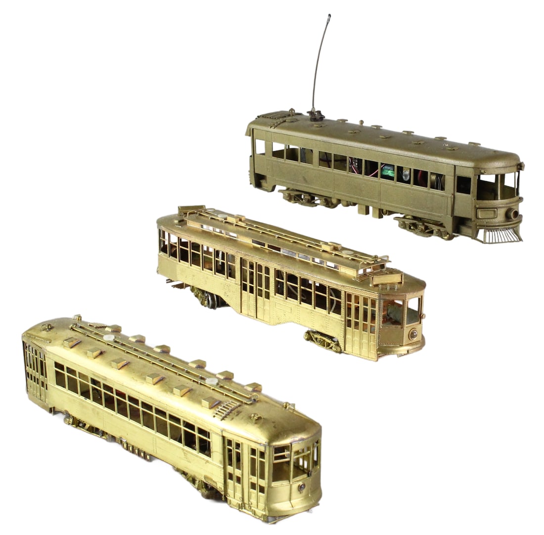 3 Powered HO Brass Trolley Cars: 3 Powered HO Brass Trolley Cars