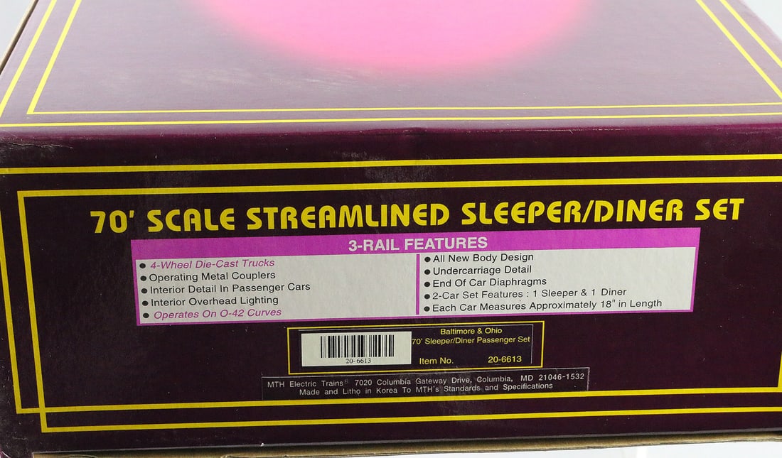 MTH 70 Scale Streamline Sleeper Set Box Never Run - 2